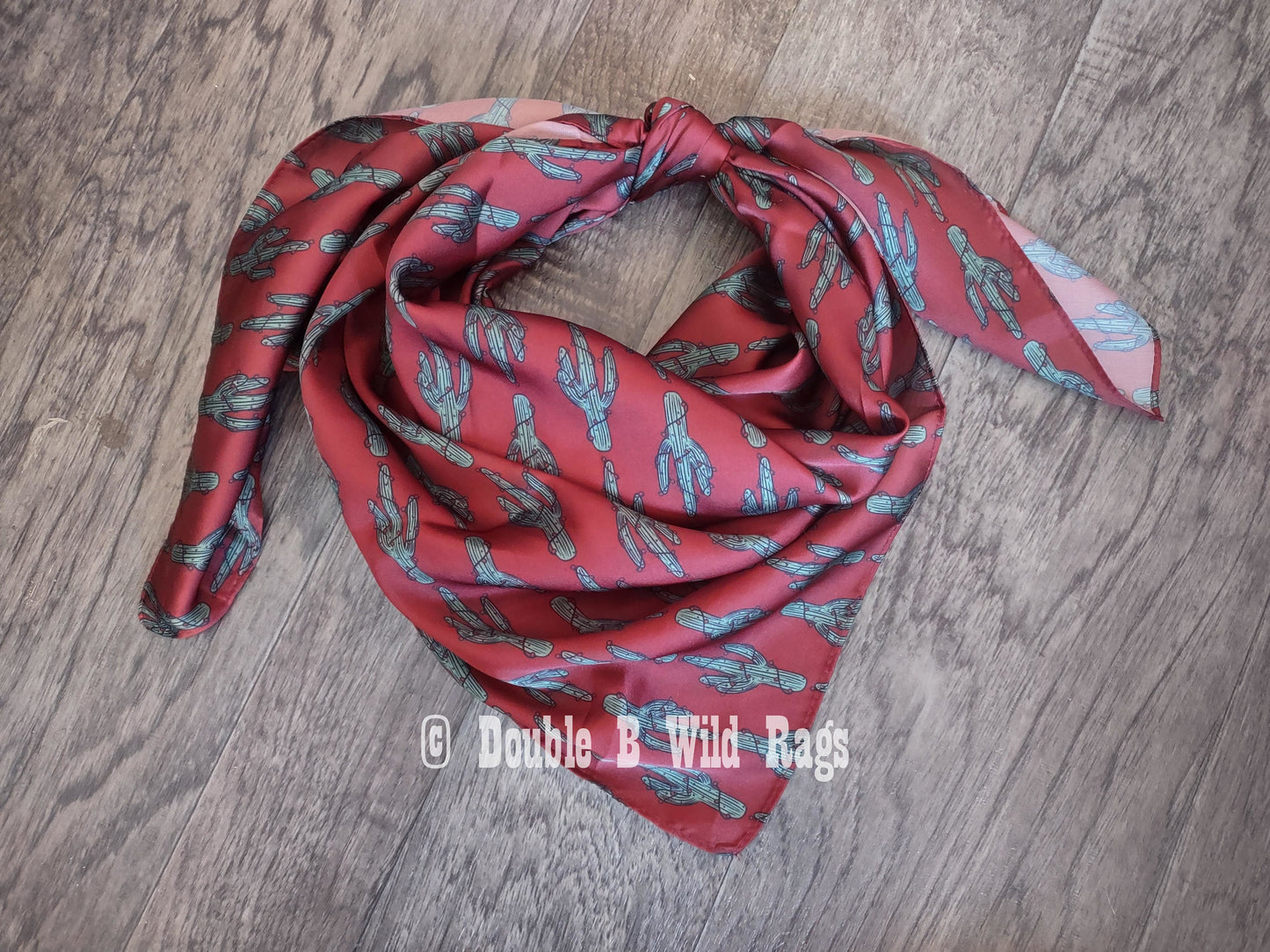 Wild Rag CHRISTMAS HOLIDAY Dark Red Cactus and Lights Cowboy Western Neck Scarf Bandanna by Double B Wild Rags