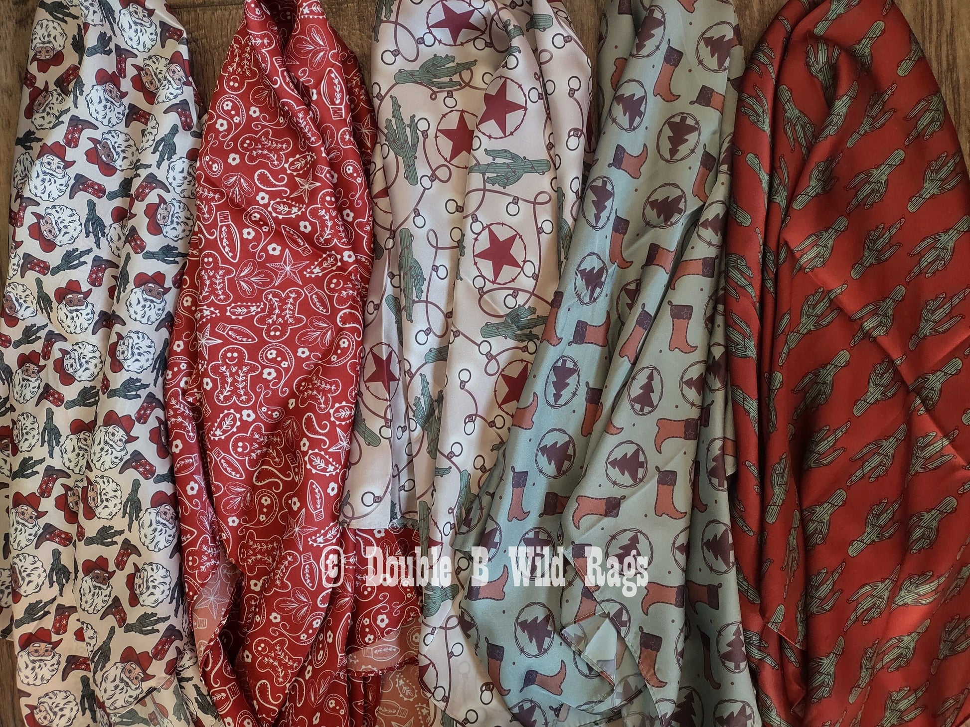 Wild Rag CHRISTMAS HOLIDAY Boots and Christmas trees Cowboy Western Neck Scarf Bandanna by Double B Wild Rags