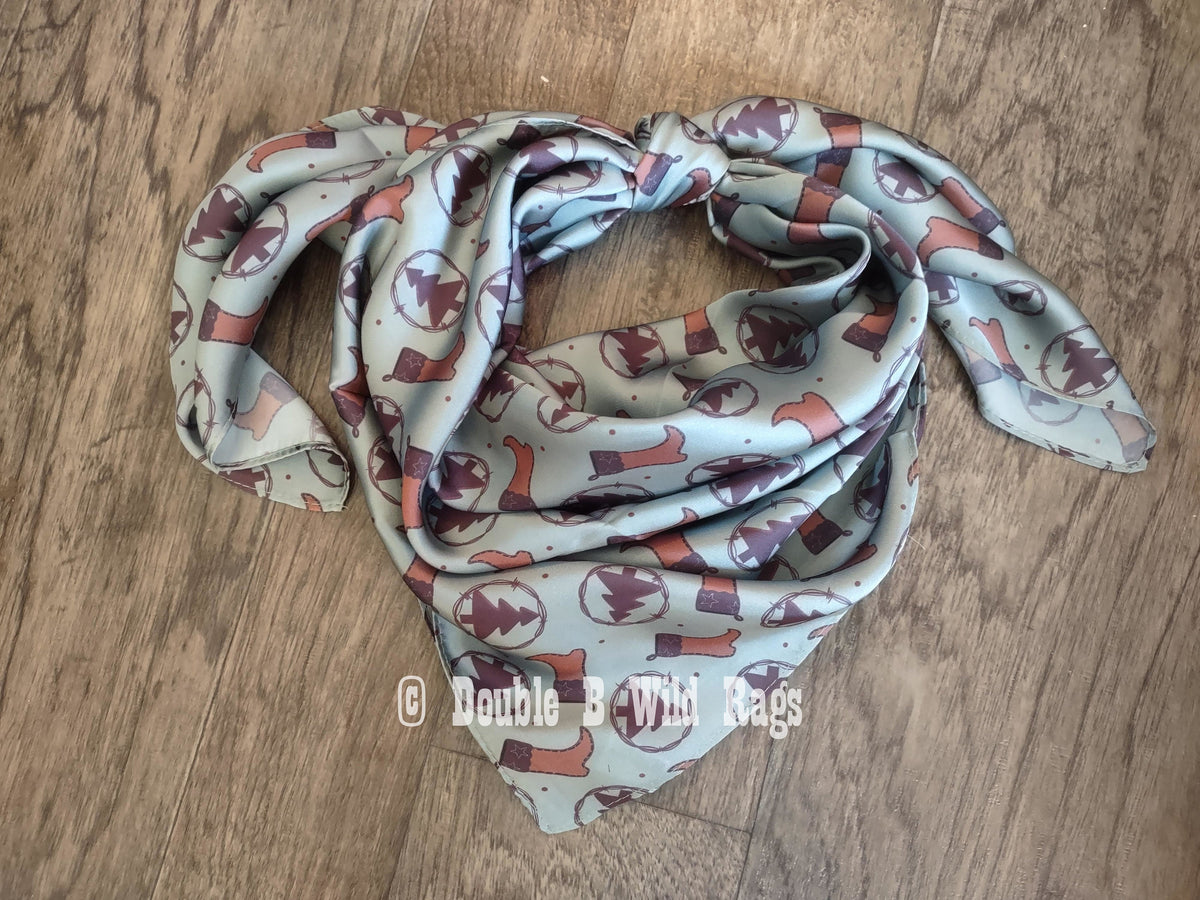 Wild Rag CHRISTMAS HOLIDAY Boots and Christmas trees Cowboy Western Neck Scarf Bandanna by Double B Wild Rags