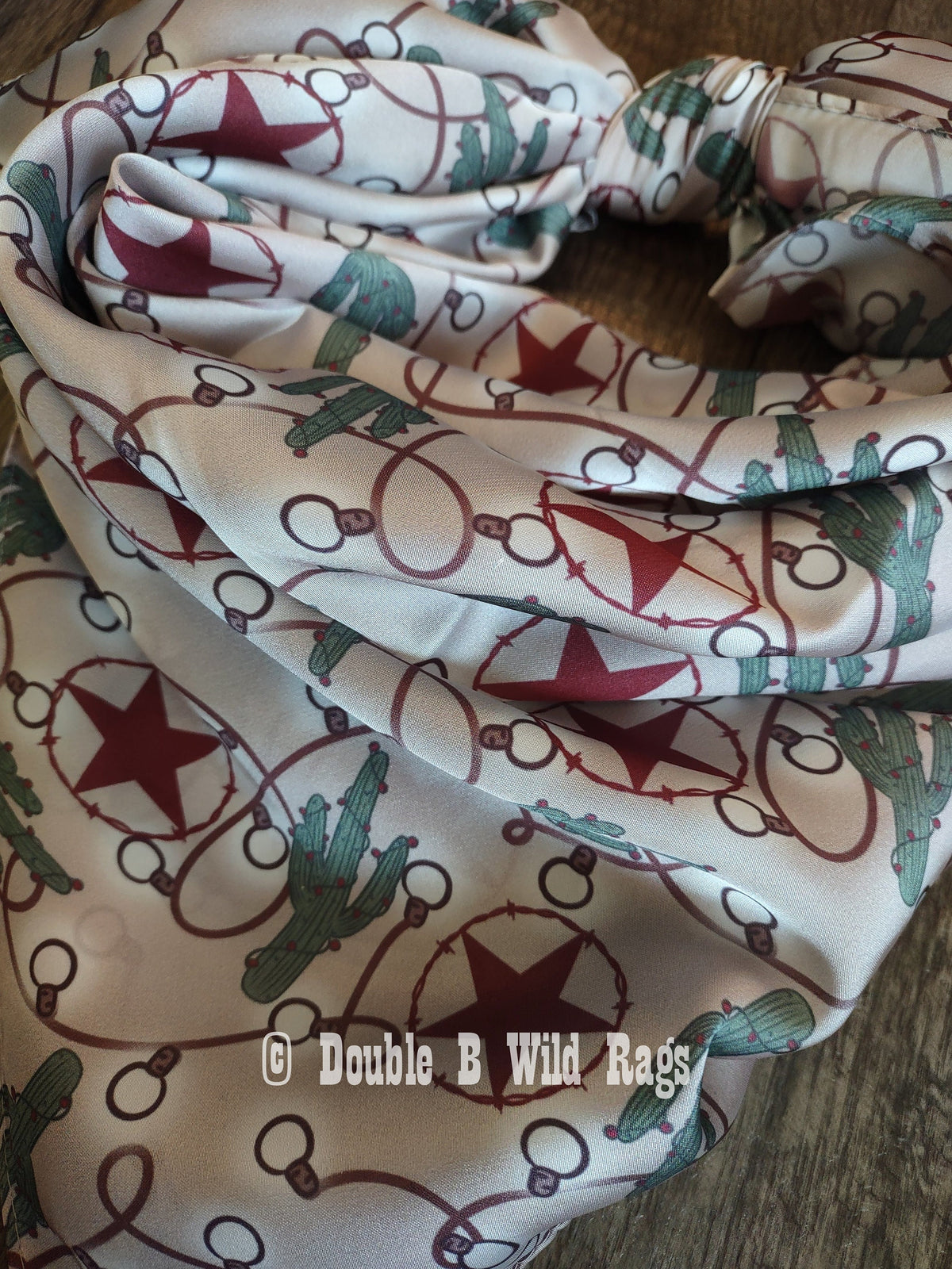 Wild Rag CHRISTMAS HOLIDAY Ivory Cactus Stars and Lights Cowboy Western Neck Scarf Bandanna by Double B Wild Rags