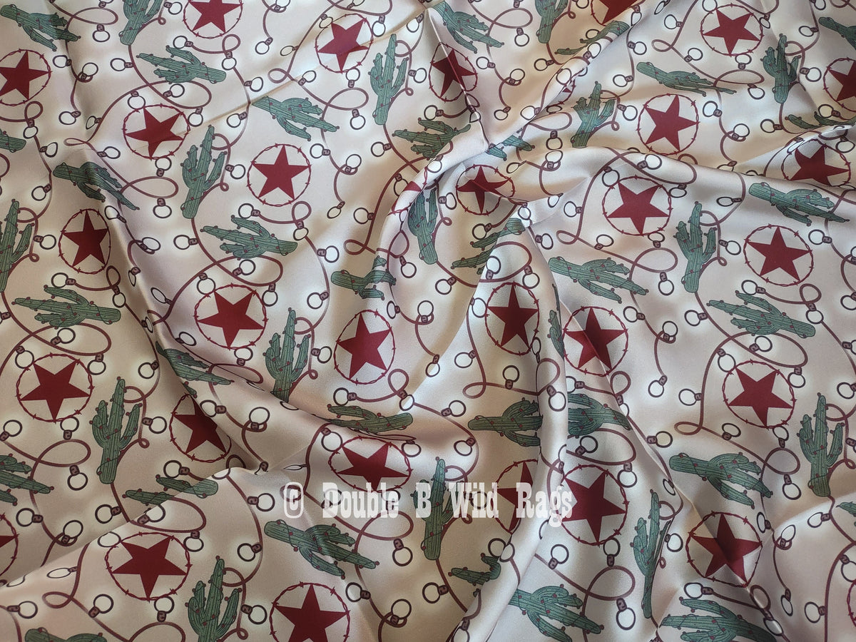 Wild Rag CHRISTMAS HOLIDAY Ivory Cactus Stars and Lights Cowboy Western Neck Scarf Bandanna by Double B Wild Rags