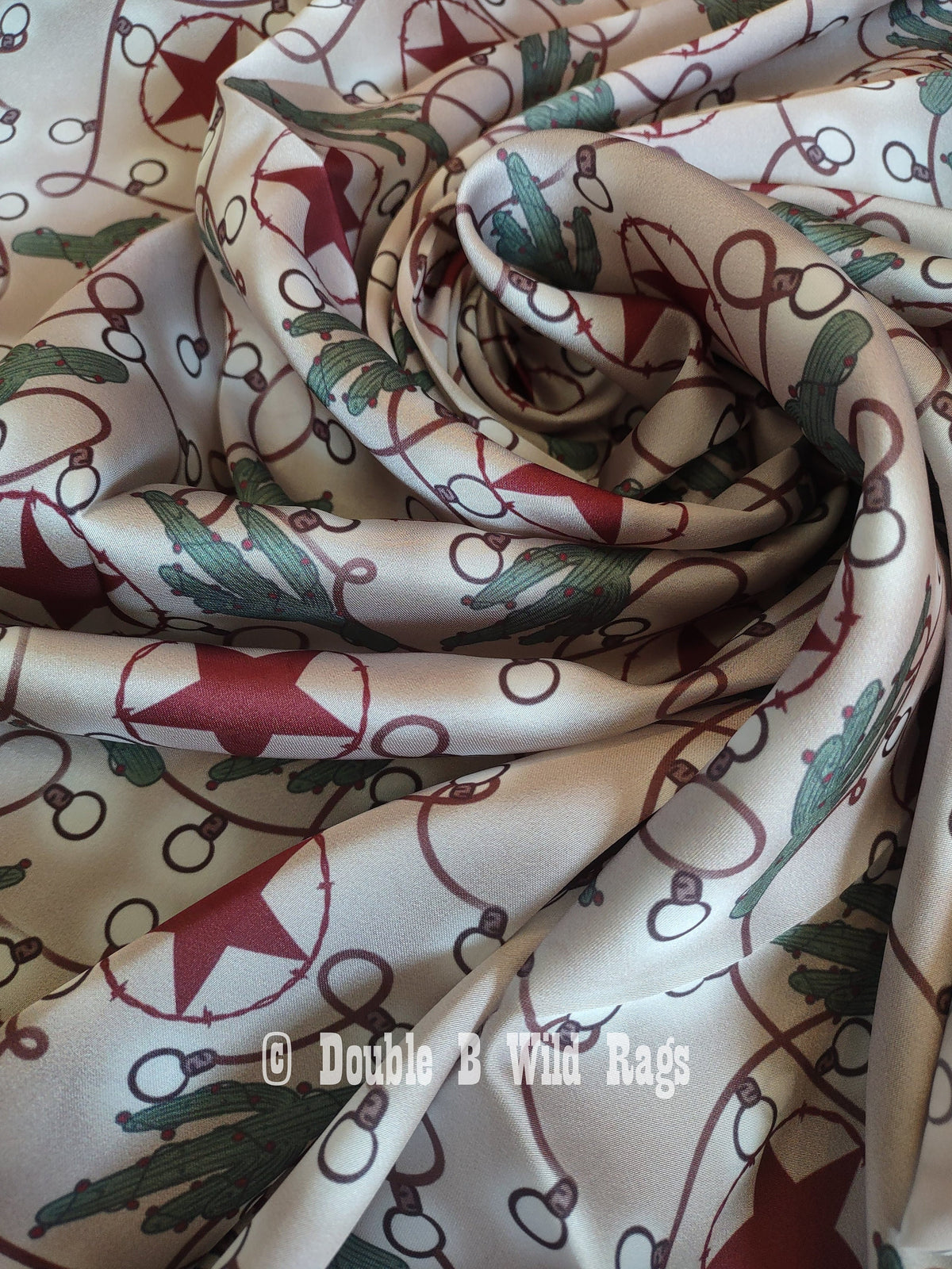 Wild Rag CHRISTMAS HOLIDAY Ivory Cactus Stars and Lights Cowboy Western Neck Scarf Bandanna by Double B Wild Rags