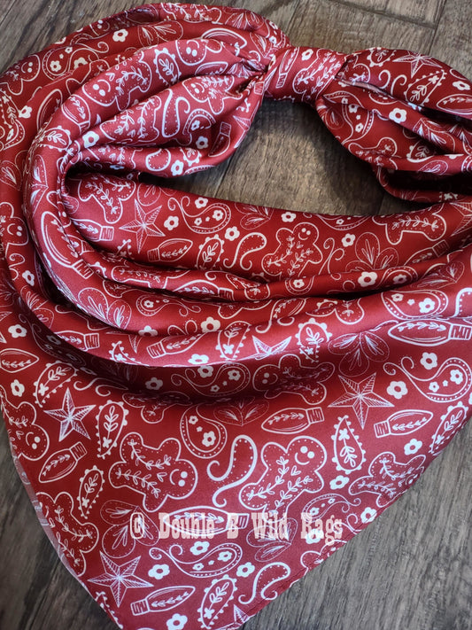 Wild Rag CHRISTMAS HOLIDAY Gingerbread Man Red Bandana style Cowboy Western Neck Scarf Bandanna by Double B Wild Rags