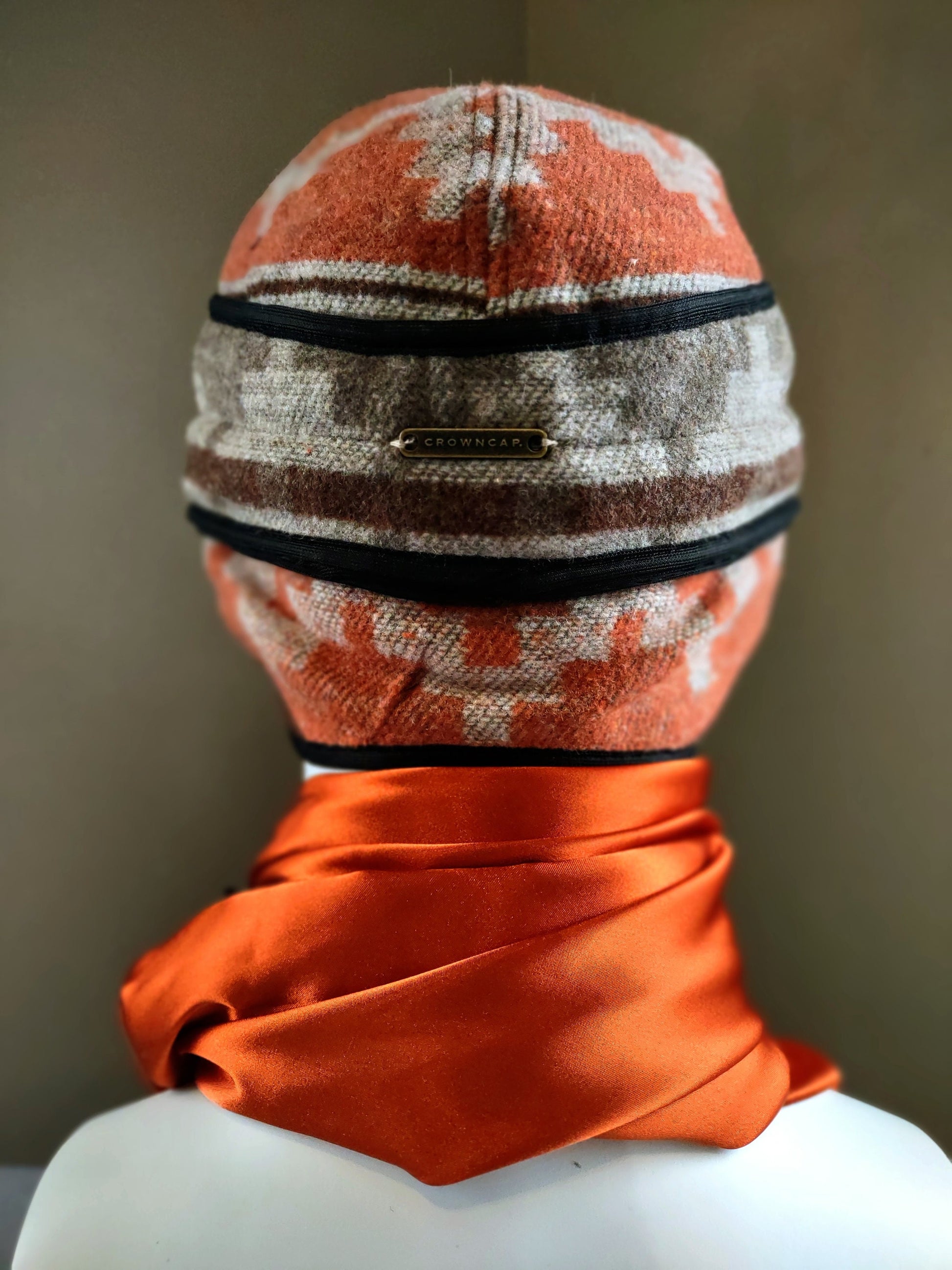 Stockman's Wool Hat Rust Orange Navajo Pattern Railroad cattleman's Cowboy winter hat Men's Women's Youth sizes