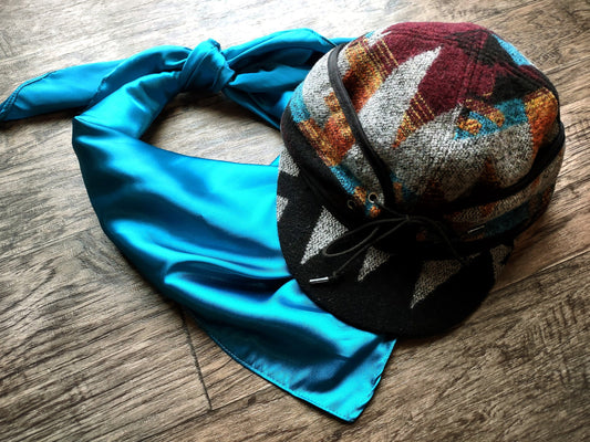 Stockman's Wool Hat BURGUNDY TEAL Aztec Pattern Railroad cattleman's Cowboy winter hat Men's Women's