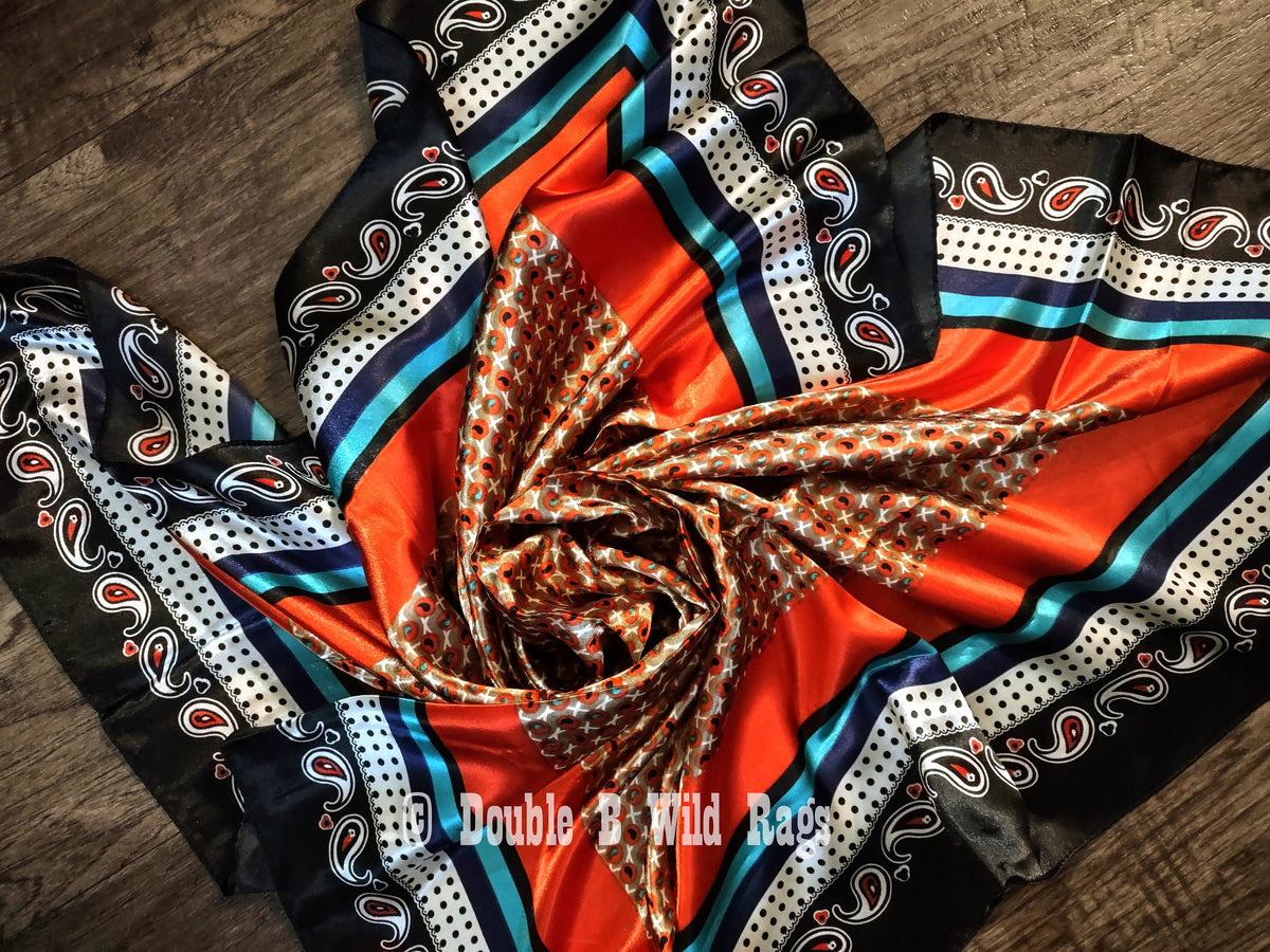 Wild Rag BARGAIN CORNER Motif center with Paisley Border Cowboy Western Neck Scarf by Double B Wild Rags
