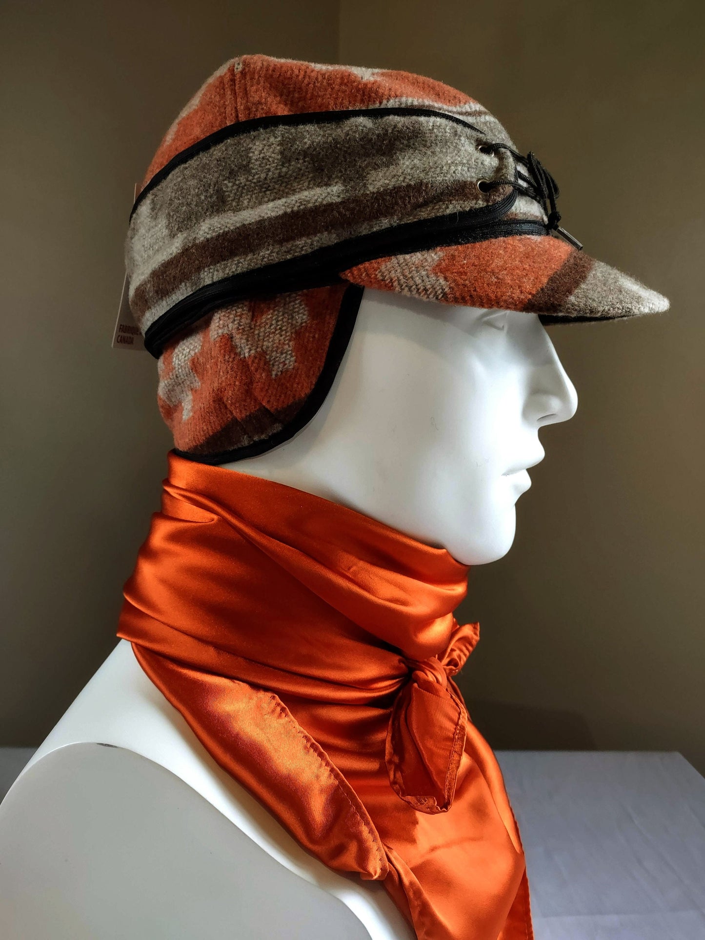 Stockman's Wool Hat Rust Orange Navajo Pattern Railroad cattleman's Cowboy winter hat Men's Women's Youth sizes