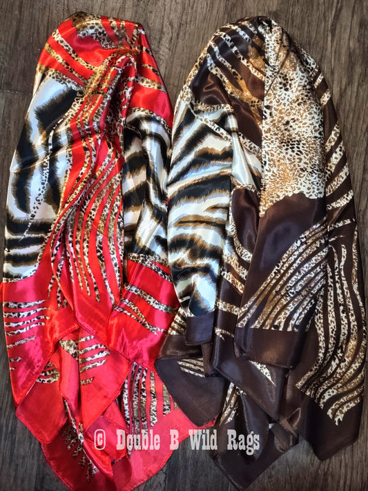 Wild Rag BARGAIN CORNER Animal Print on Red or Brown Cowboy Western Neck Scarf by Double B Wild Rags