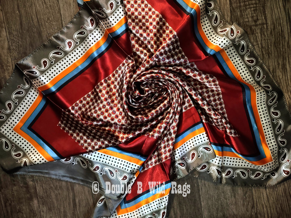 Wild Rag BARGAIN CORNER Motif center with Paisley Border Cowboy Western Neck Scarf by Double B Wild Rags