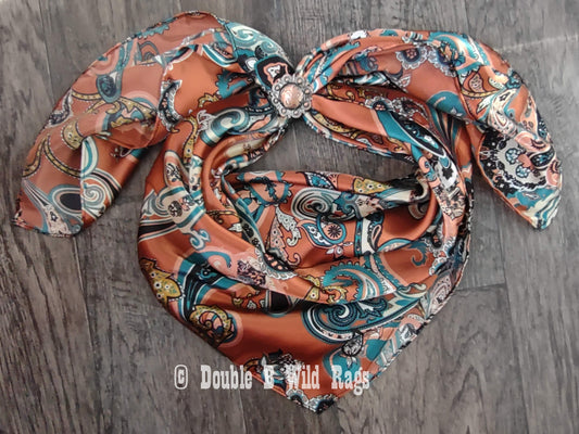 Wild Rag PAISLEY 144 Burnt Sienna Regal Paisley Cowboy Western Neck Scarf Bandanna by Double B Wild Rags