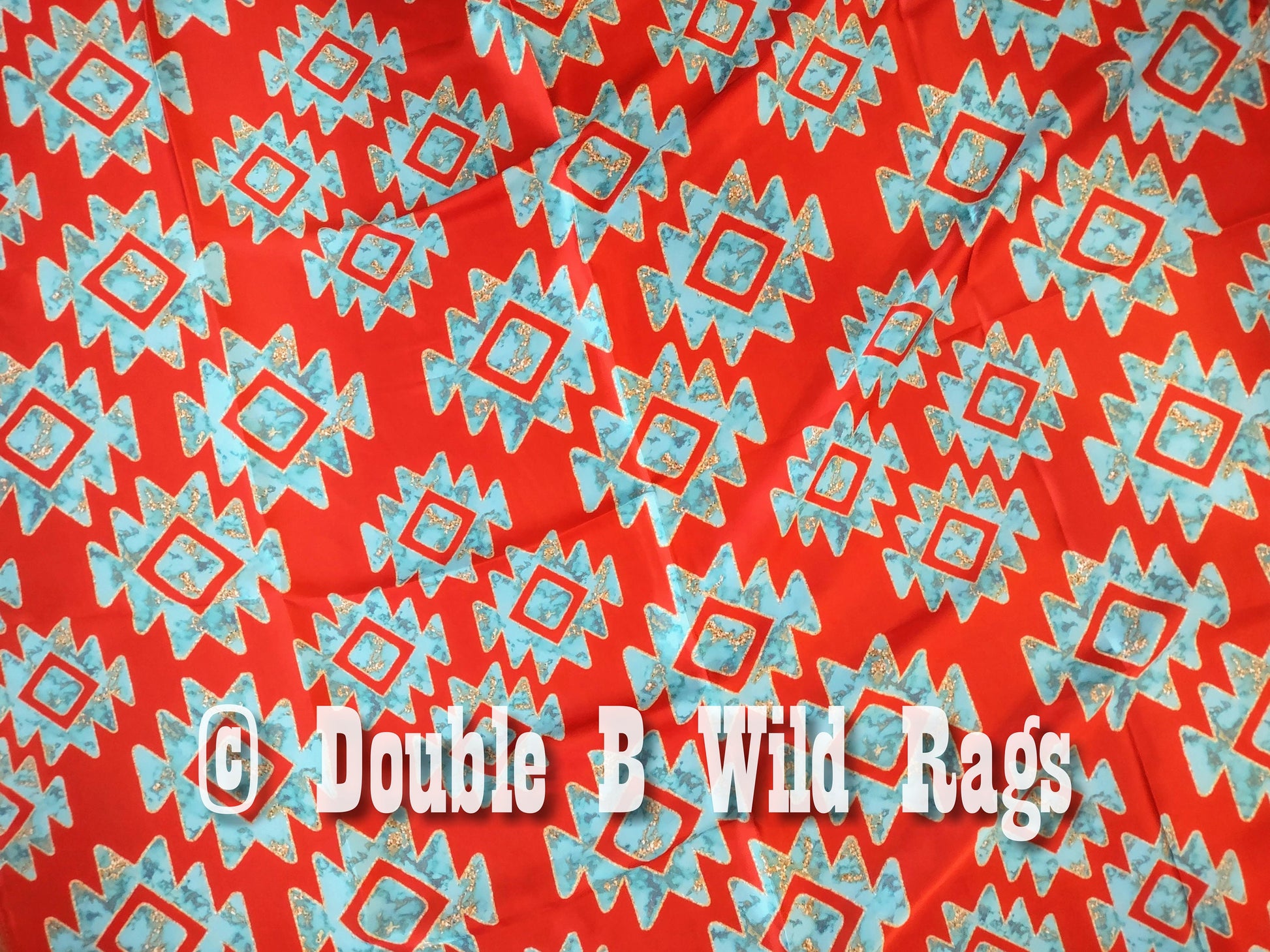 Wild Rag AZTEC 921 Red, Turquoise, and Gold Aztec Cowboy Western Neck Scarf Bandanna by Double B Wild Rags