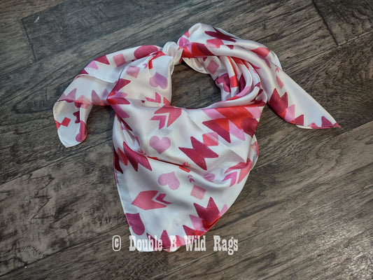 WILD RAG Valentine's Aztec Hearts Pink Red Cowboy Western Neck Scarf Bandanna by Double B Wild Rags
