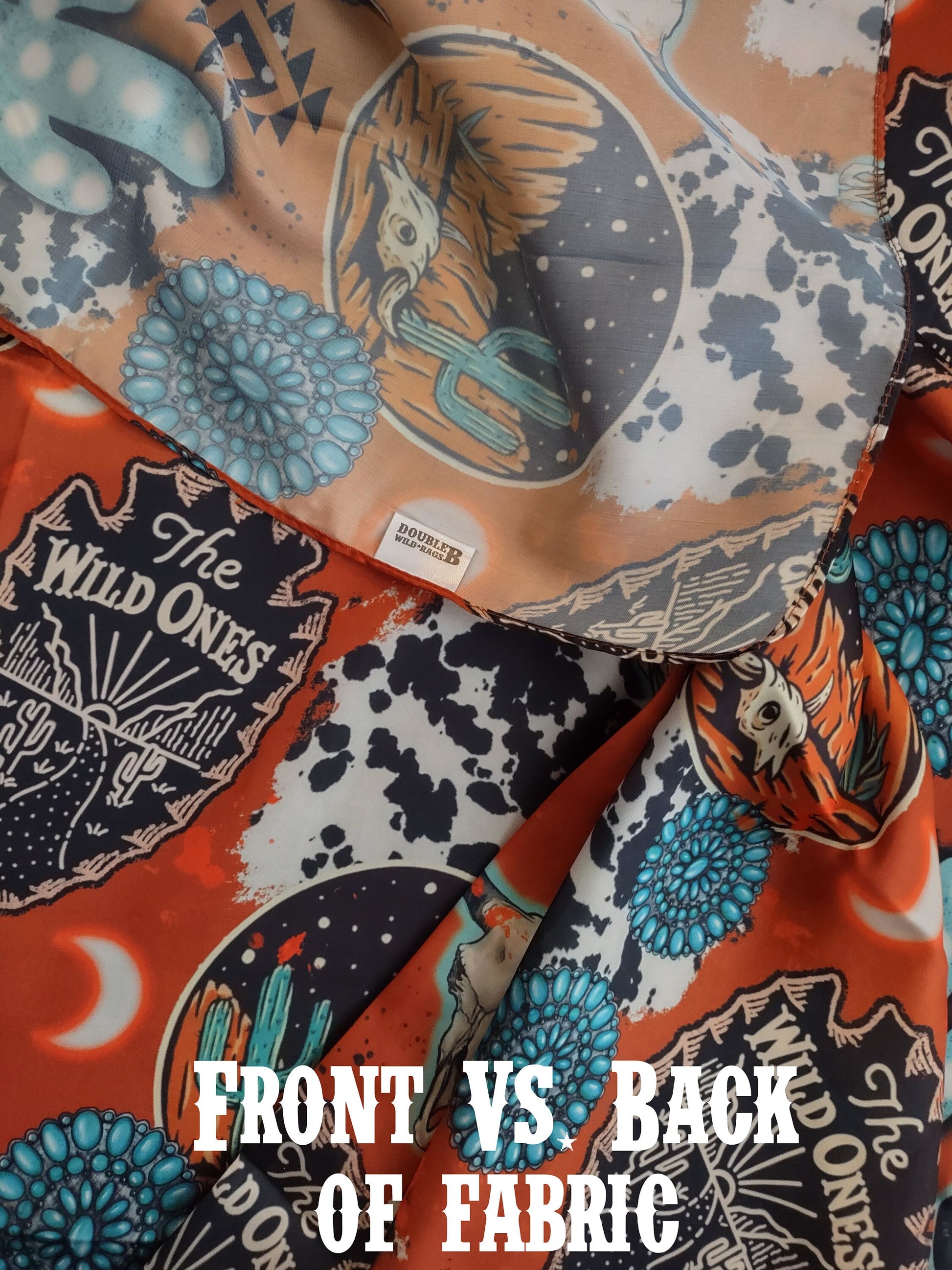 Wild Rag MISC 425 Orange Turquoise Black Desert Cactus Cowboy Western Neck Scarf Bandanna by Double B Wild Rags