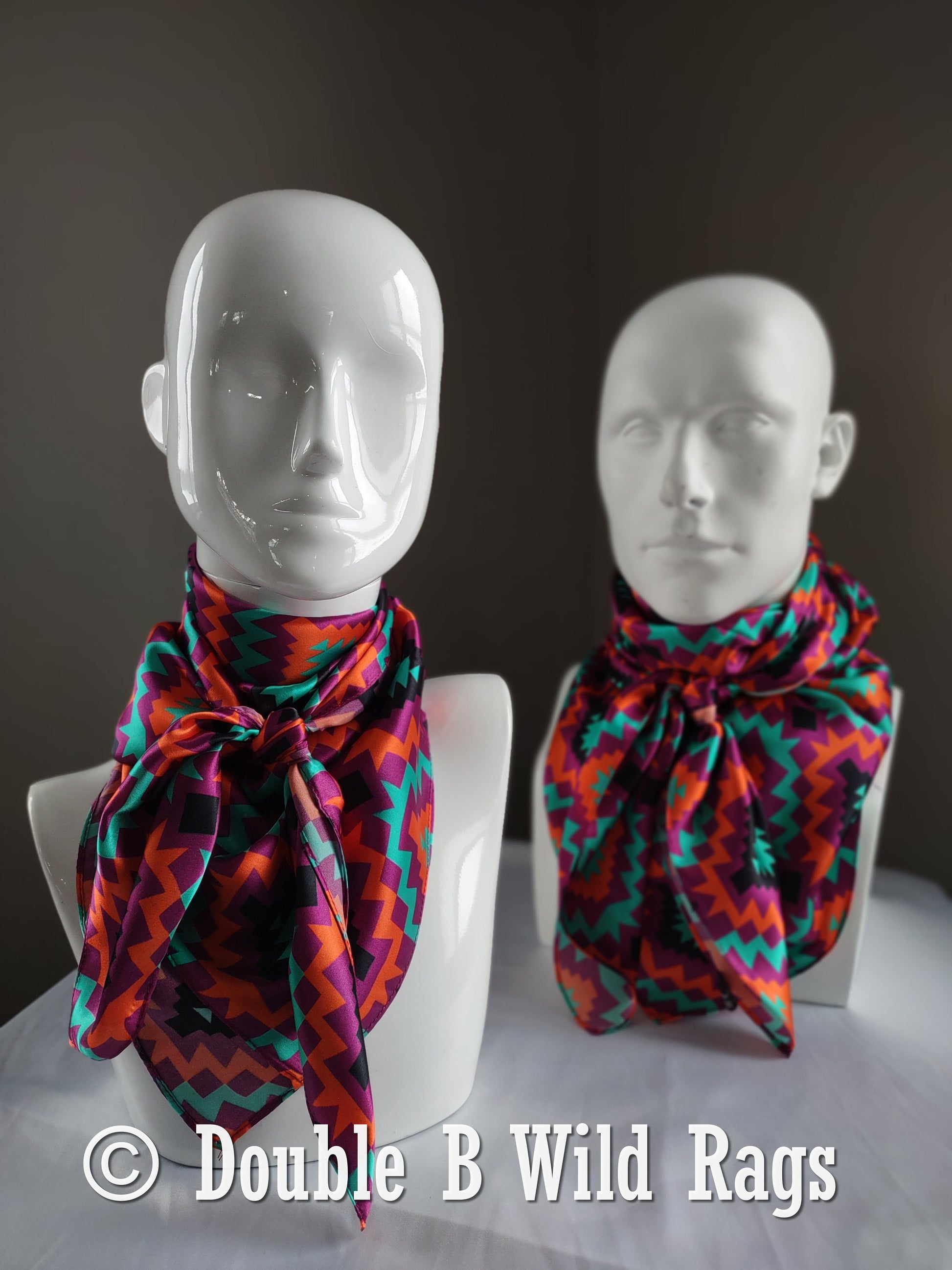 Wild Rag 100% Silk 847 Purple and Orange Aztec Cowboy Western Neck Scarf Bandanna by Double B Wild Rags