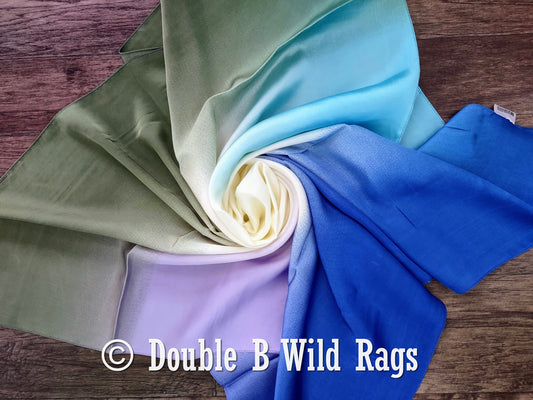 BARGAIN WILD RAG Ombre Dark Blue Purple and Green by Double B Wild Rags Bandana Western Neck Scarf Neckerchief