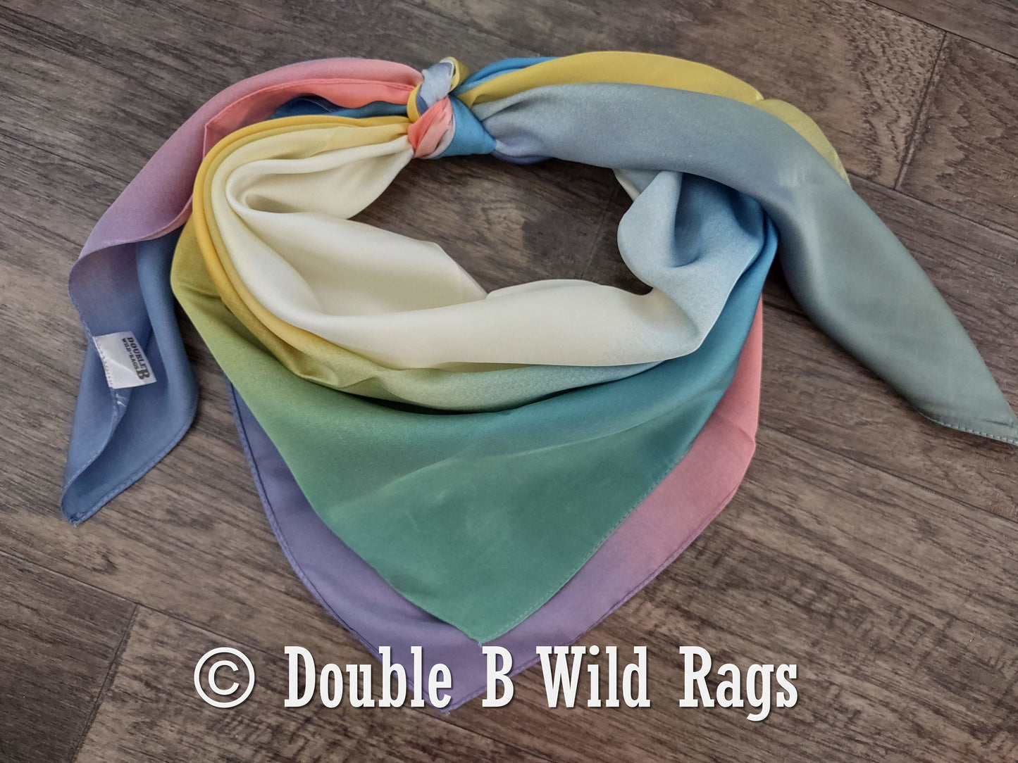 BARGAIN WILD RAG Ombre Blue Pink Yellow and Purple by Double B Wild Rags Bandana Western Neck Scarf Neckerchief