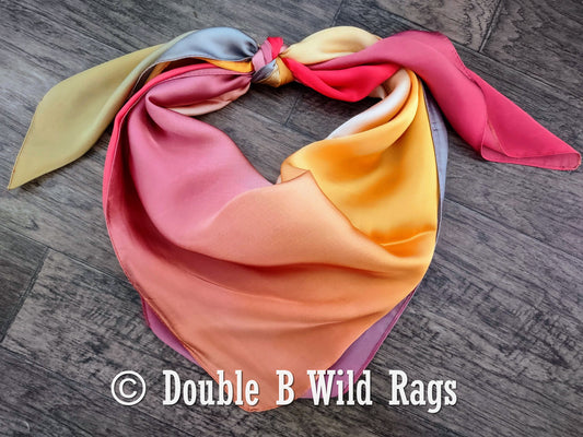 BARGAIN WILD RAG Ombre Dark Pink Orange and Grey by Double B Wild Rags Bandana Western Neck Scarf Neckerchief
