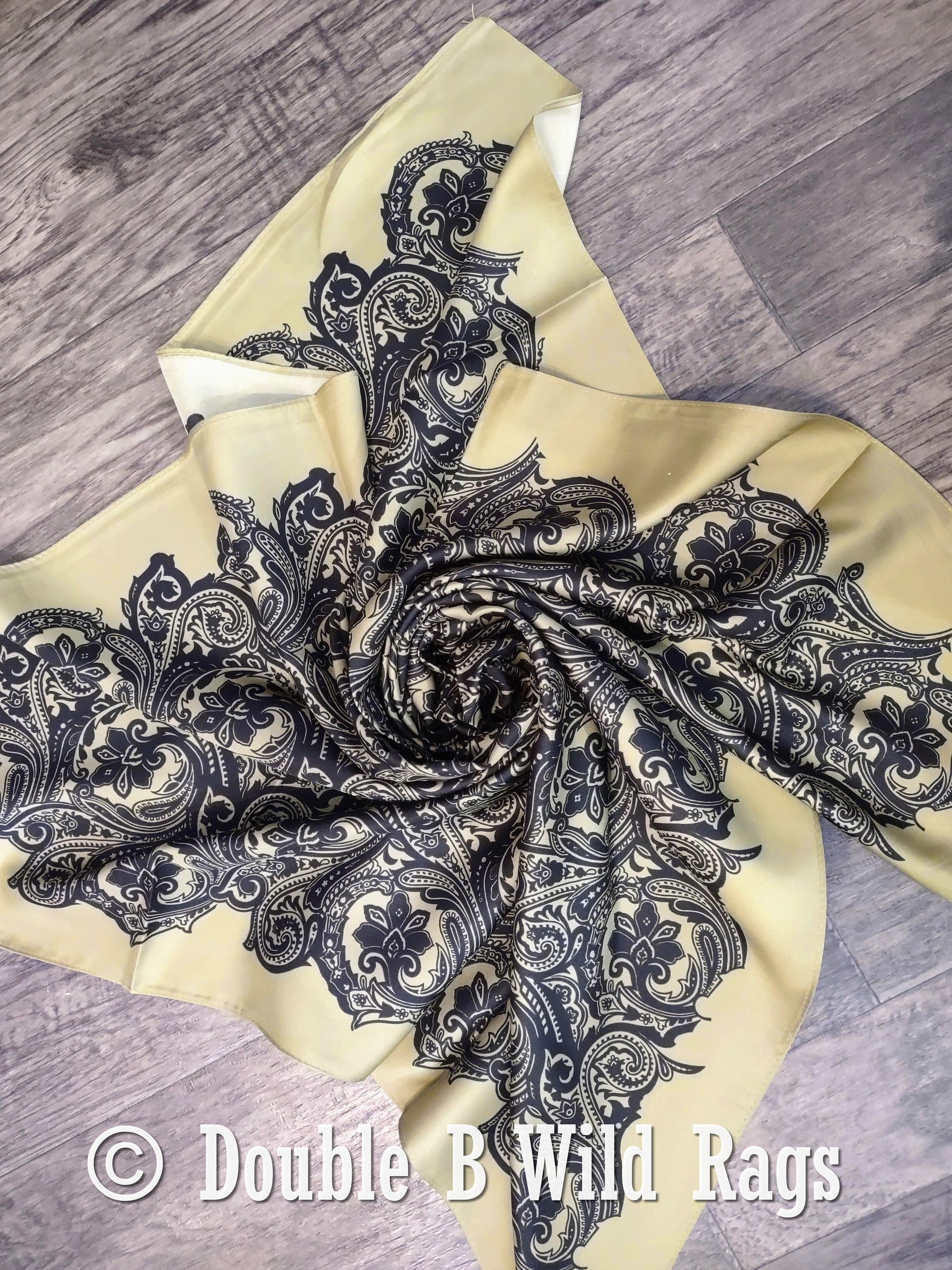 Wild Rag BARGAIN CORNER BC1140 Cowboy Floral Black and Light Green Western Neck Scarf by Double B Wild Rags