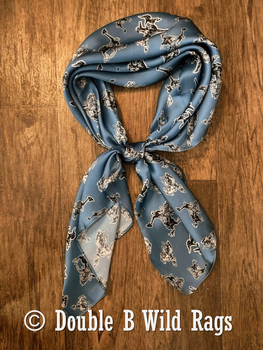 Wild Rag MISC 438 Bronc on Blue Cowboy Western Neck Scarf Bandanna by Double B Wild Rags