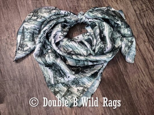 Wild Rag MISC 441 Western Green Toile Cowboy Western Neck Scarf Bandanna by Double B Wild Rags
