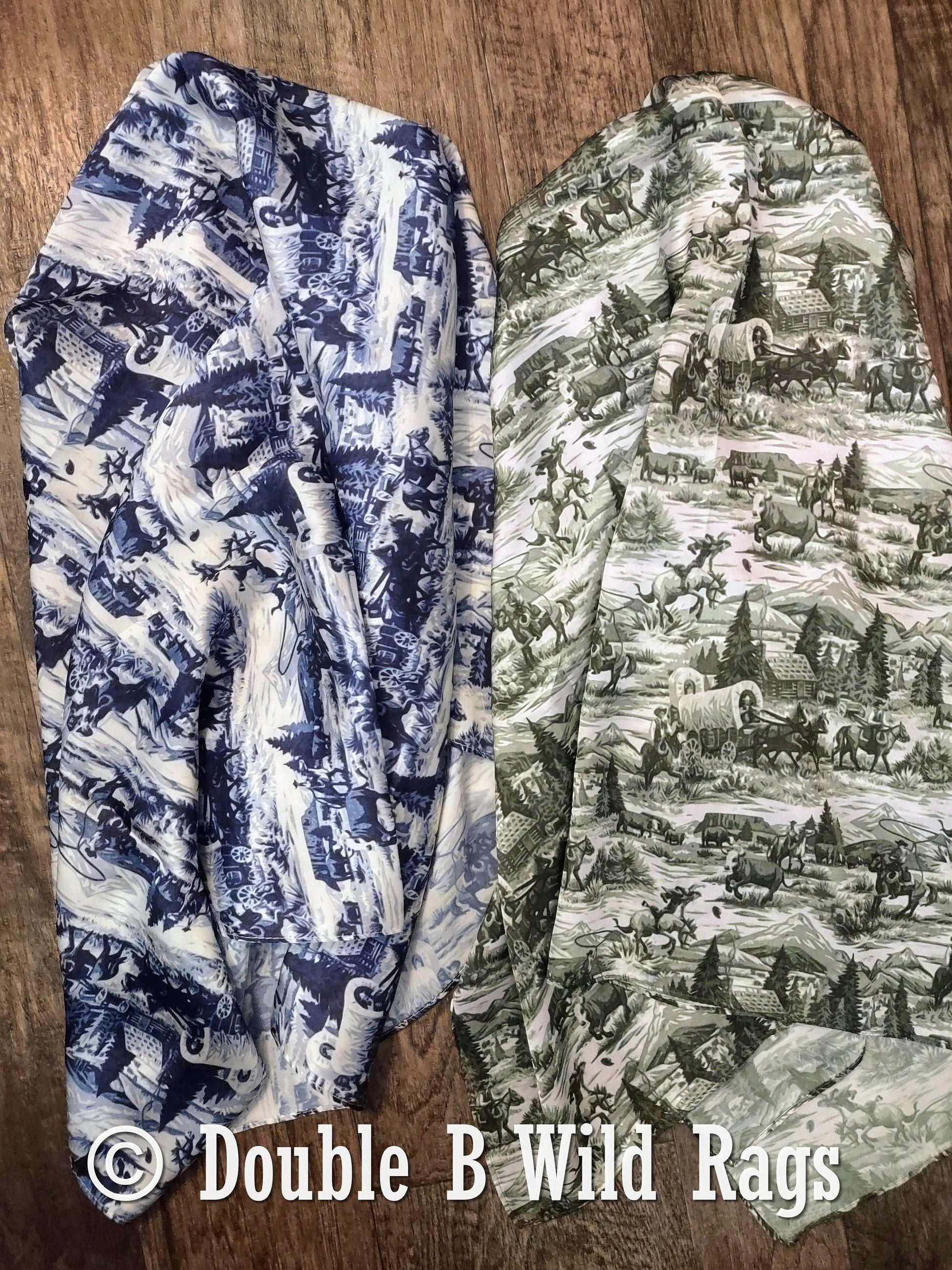 Wild Rag MISC 441 Western Green Toile Cowboy Western Neck Scarf Bandanna by Double B Wild Rags