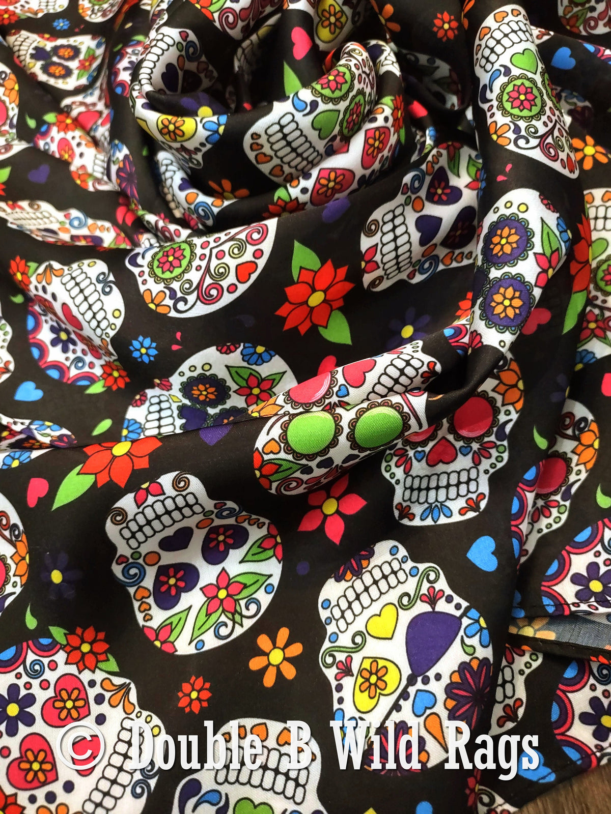 Wild Rag Día De Los Muertos Sugar Skull Cowboy Western Neck Scarf Bandanna by Double B Wild Rags