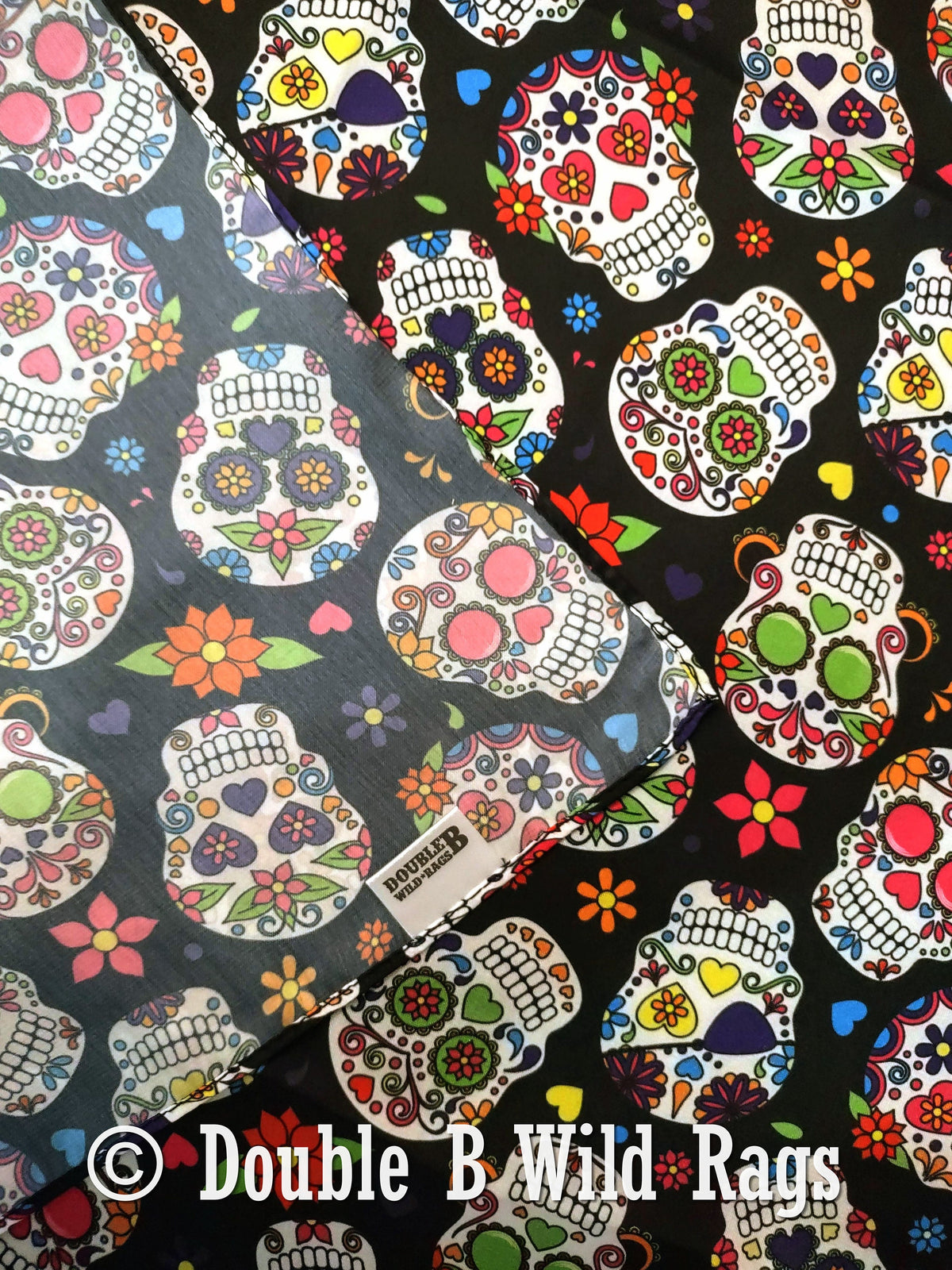 Wild Rag Día De Los Muertos Sugar Skull Cowboy Western Neck Scarf Bandanna by Double B Wild Rags