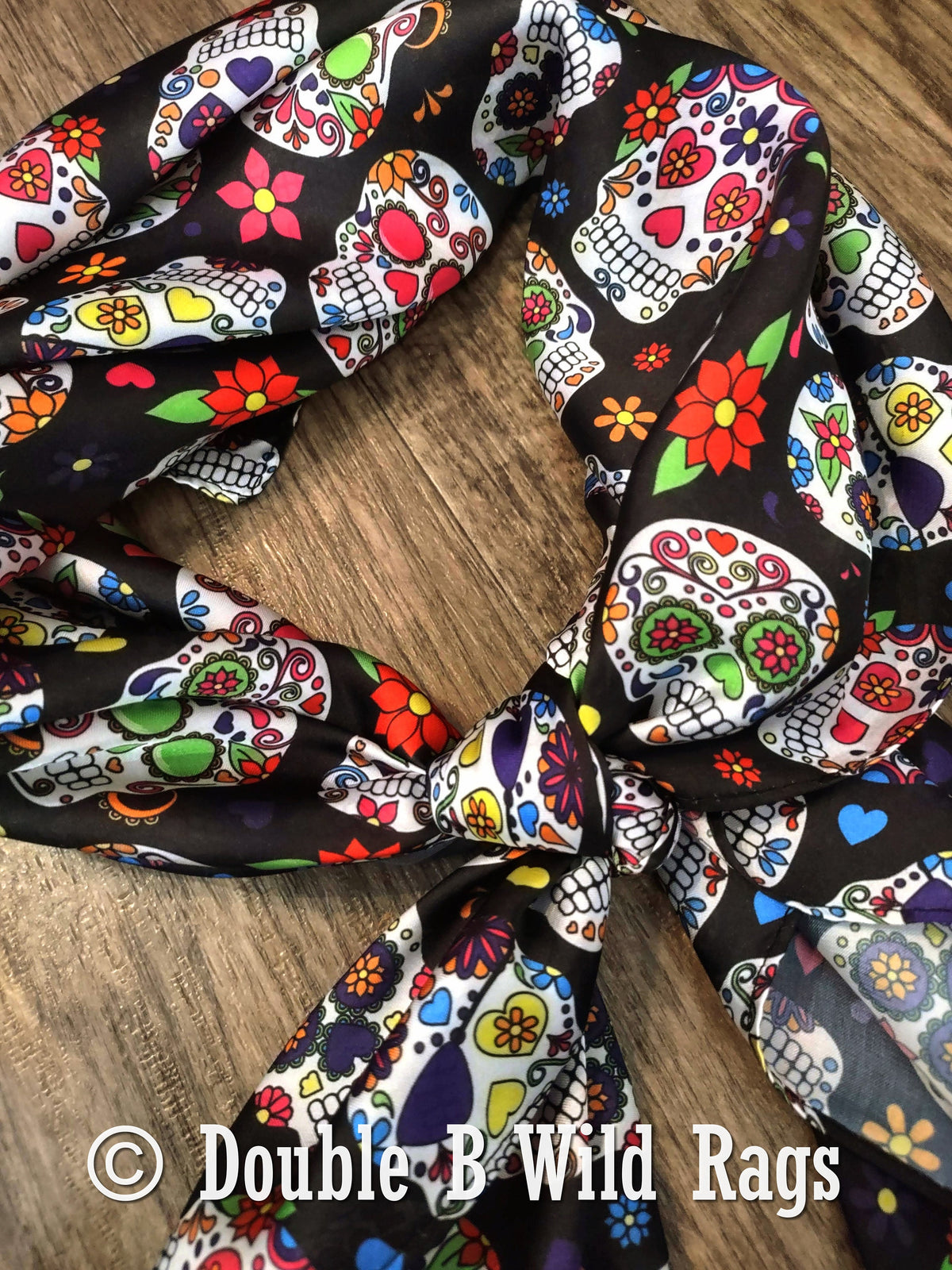 Wild Rag Día De Los Muertos Sugar Skull Cowboy Western Neck Scarf Bandanna by Double B Wild Rags