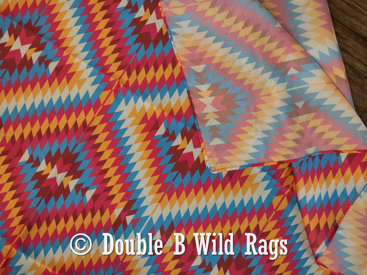 Wild Rag Fuchsia Orange Blue Aztec Cowboy Western Neck Scarf Bandanna by Double B Wild Rags