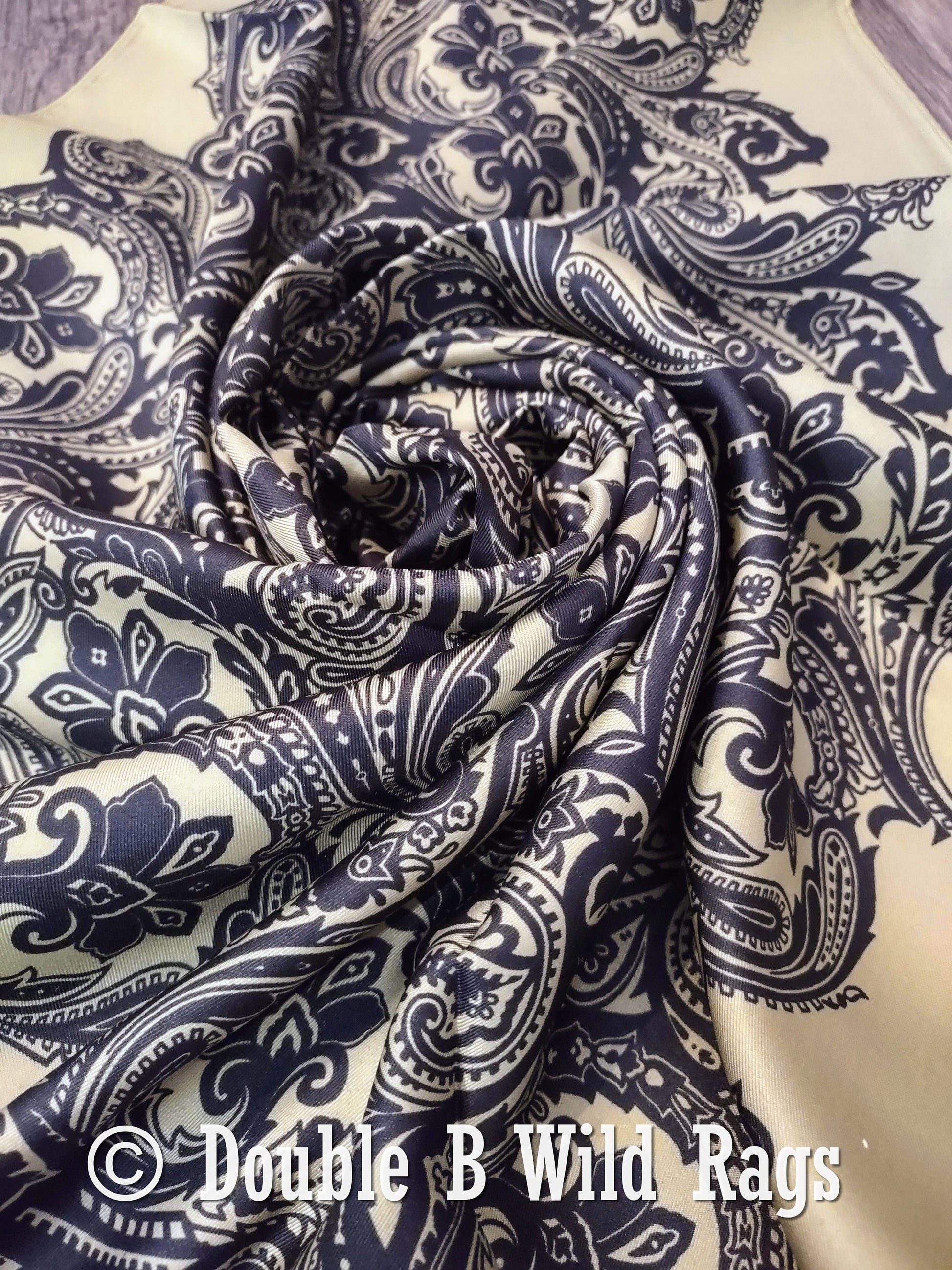 Wild Rag BARGAIN CORNER BC1140 Cowboy Floral Black and Light Green Western Neck Scarf by Double B Wild Rags