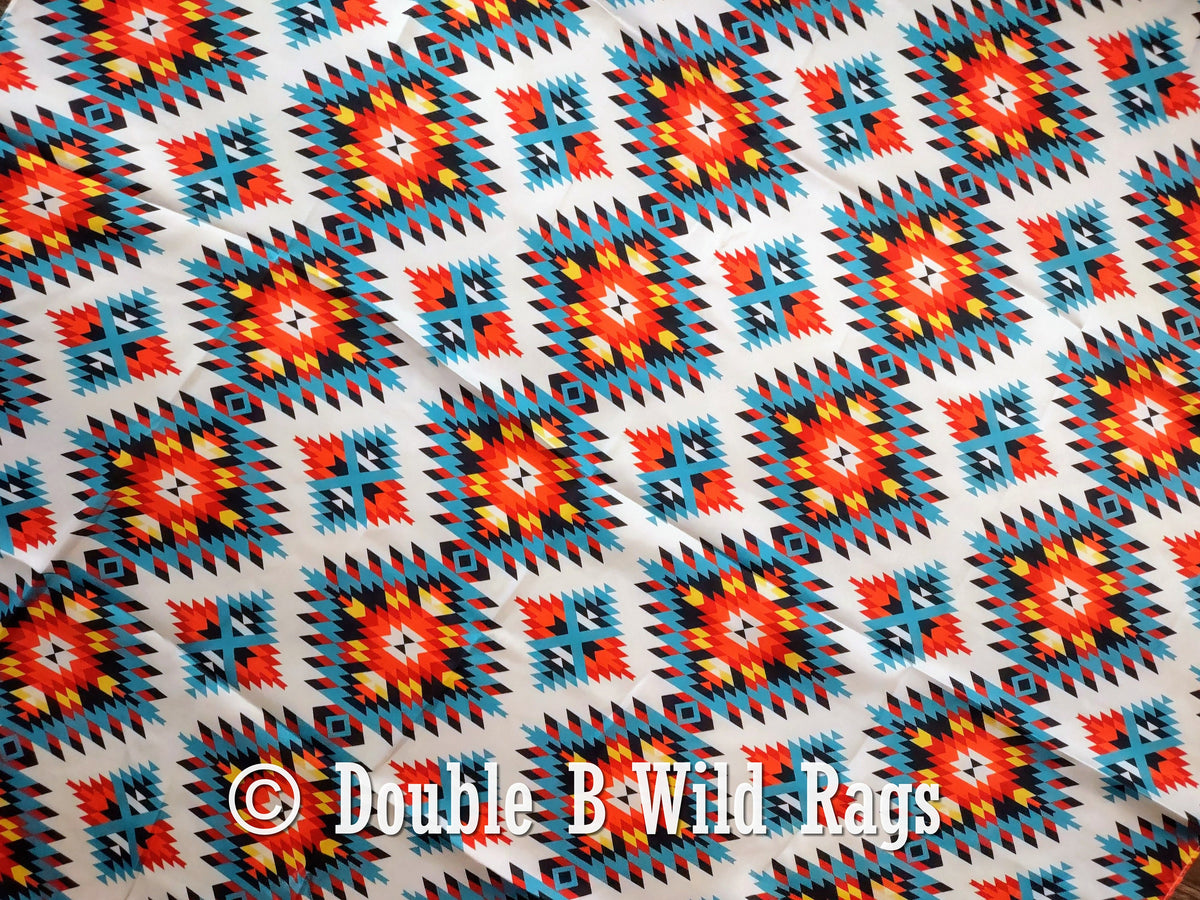 Wild Rag Bright Red, Turquoise, Yellow Aztec Cowboy Western Neck Scarf Bandanna by Double B Wild Rags