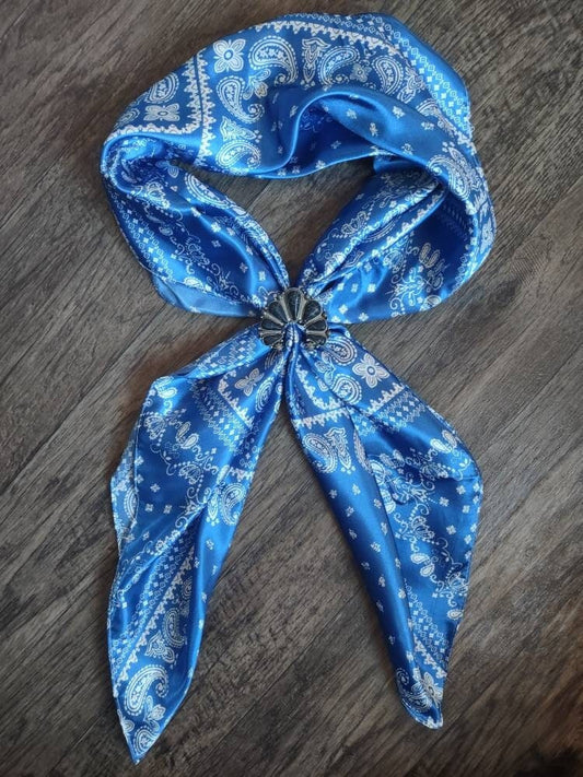 Wild Rag bright cobalt blue bandanna Paisley Cowboy Western Neck Scarf Double B Wild Rags