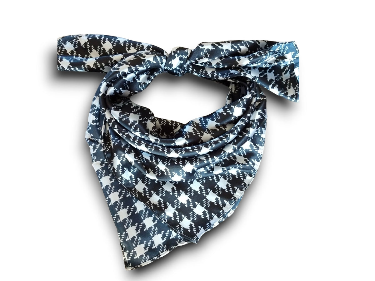 Cowboy Neck Rags Wild Rag Black and Silver Gray Houndstooth Plaid Western Cowboy Neck S ...