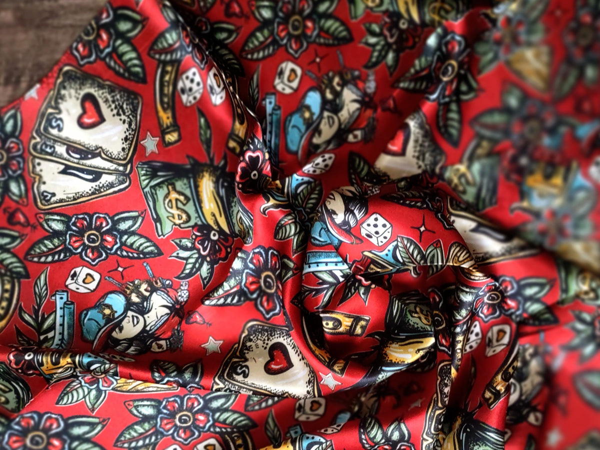 Wild Rag 100% SILK Deep Red Wild West Saloon Casino Cowboy Western Neck Scarf Bandanna by Double B Wild Rags
