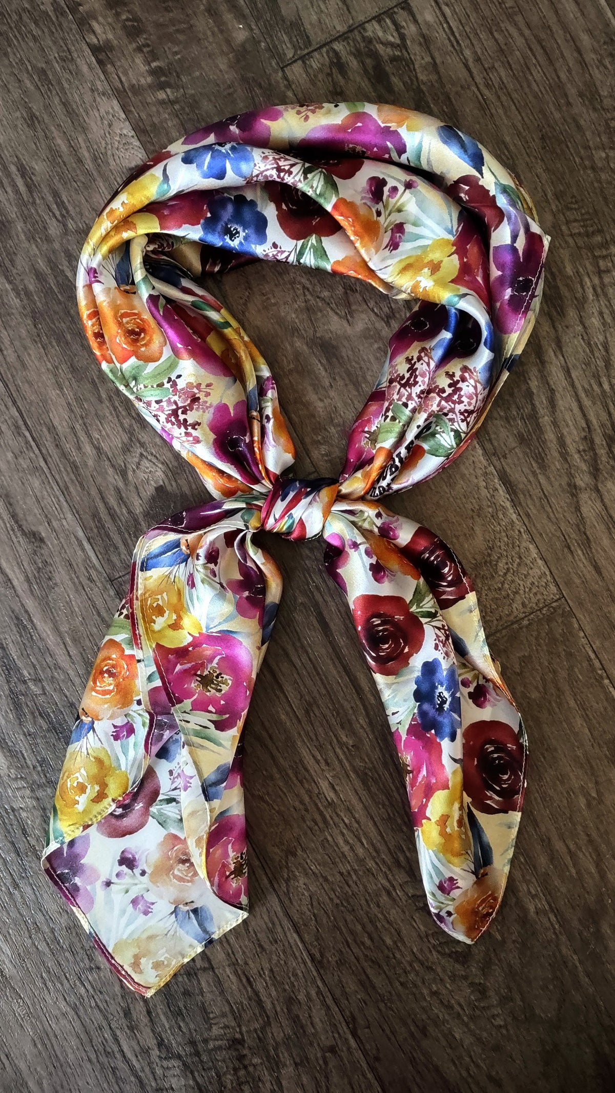 Wild Rag 100% SILK Multi Colored Watercolor Floral Cowboy Western Neck Scarf Bandanna by Double B Wild Rags