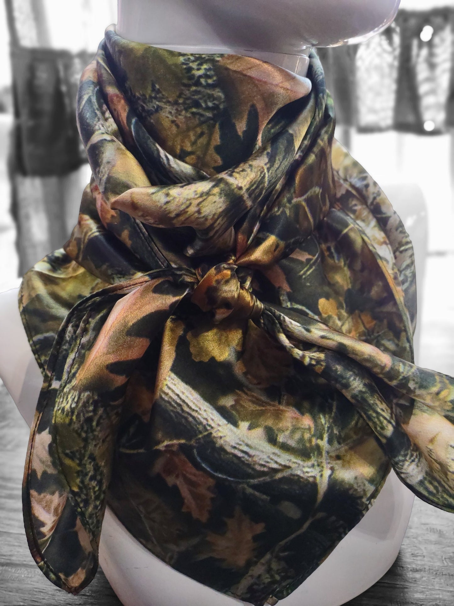 Wild Rag 100% SILK Tree Forest Camouflage Western Neck Scarf Bandanna by Double B Wild Rags