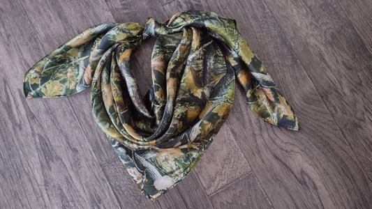 Wild Rag 100% SILK Tree Forest Camouflage Western Neck Scarf Bandanna by Double B Wild Rags