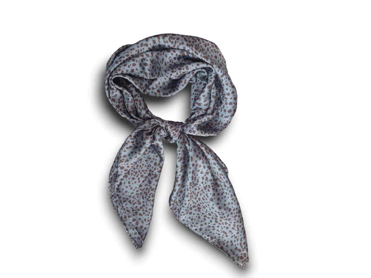 Wild Rag Dusty Blue and Brown Small Cheetah spots Western Cowboy Neck Scarf Bandana by Double B Wild Rags