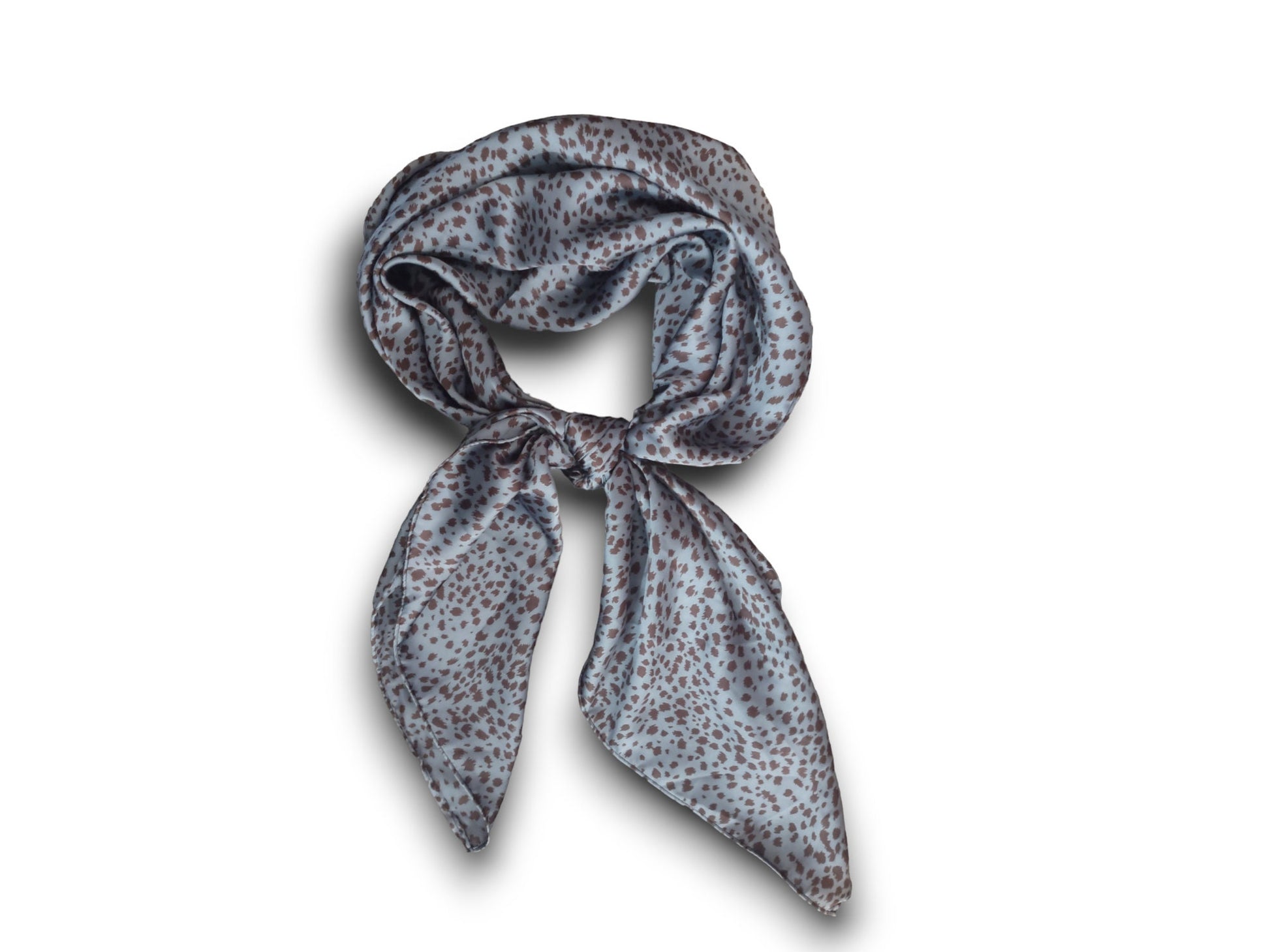 Wild Rag Dusty Blue and Brown Small Cheetah spots Western Cowboy Neck Scarf Bandana by Double B Wild Rags
