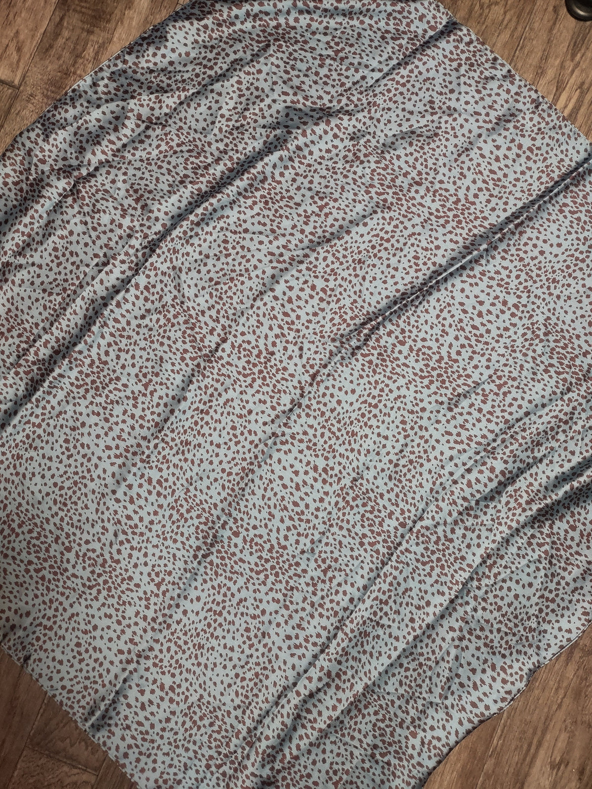 Wild Rag Dusty Blue and Brown Small Cheetah spots Western Cowboy Neck Scarf Bandana by Double B Wild Rags