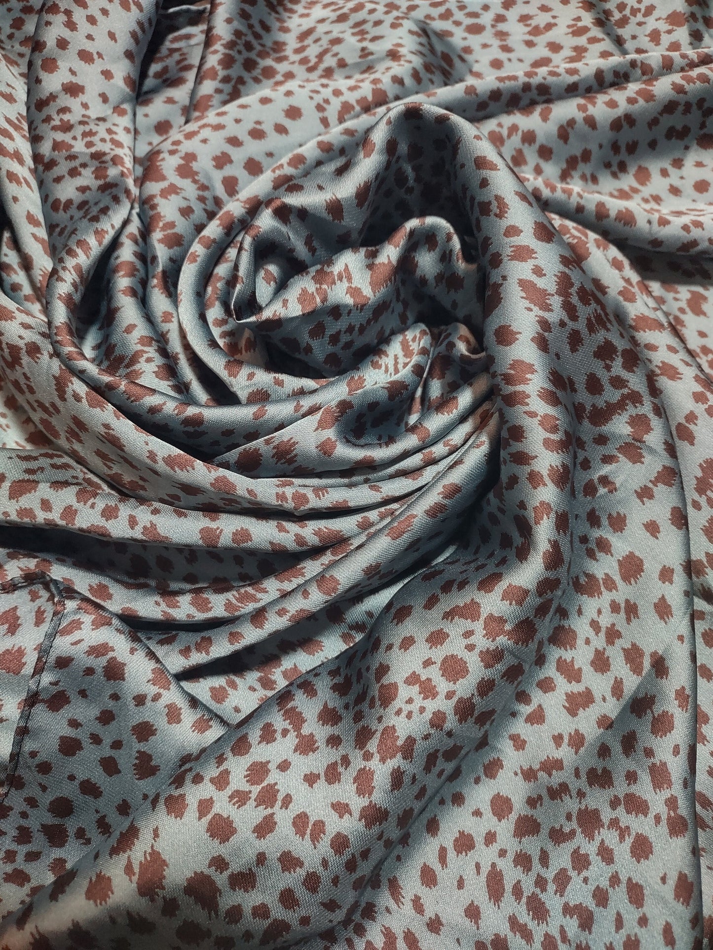 Wild Rag Dusty Blue and Brown Small Cheetah spots Western Cowboy Neck Scarf Bandana by Double B Wild Rags