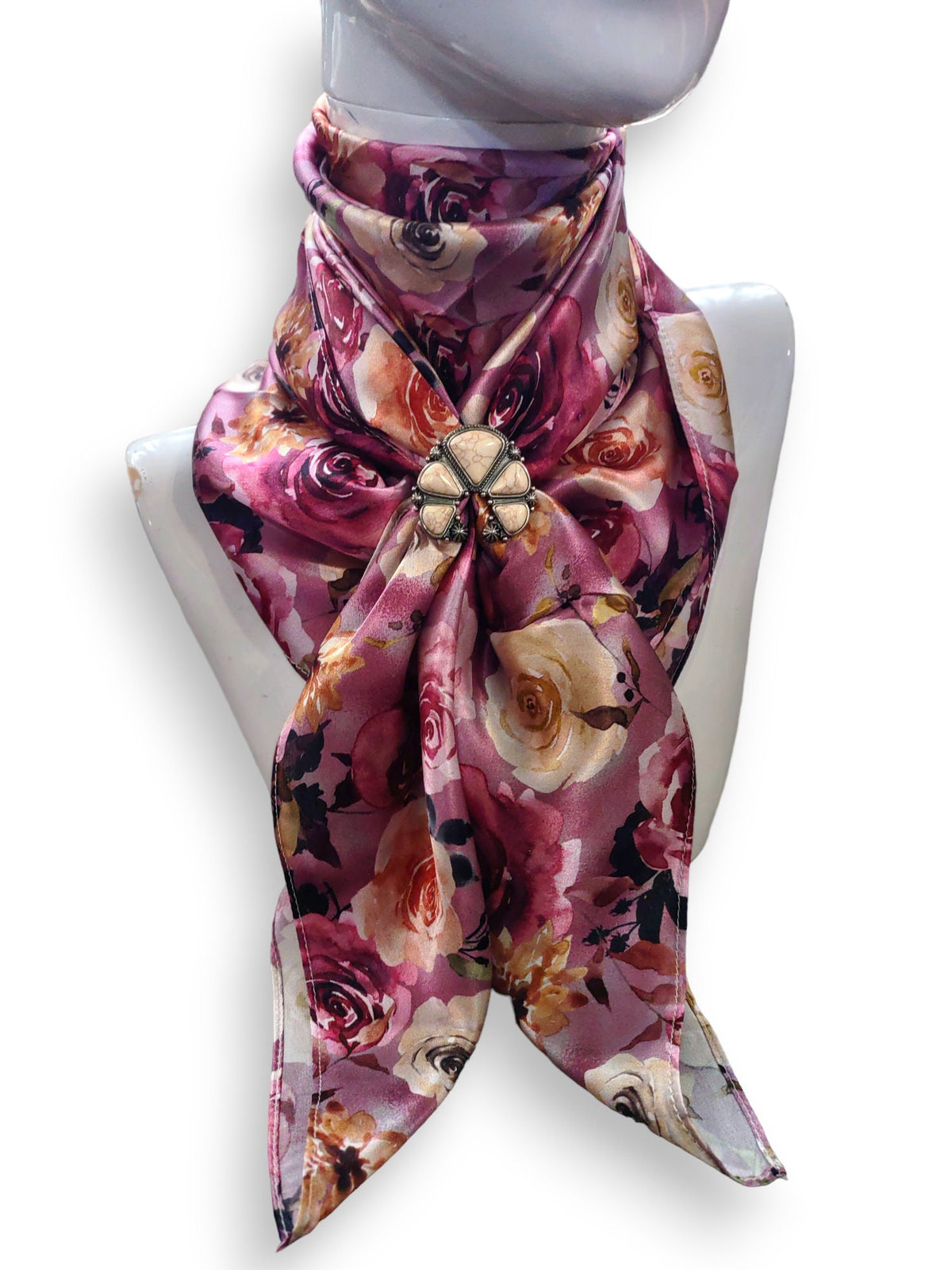 Wild Rag 100% SILK Lilac Purple Gold Floral Cowboy Western Neck Scarf Bandanna by Double B Wild Rags