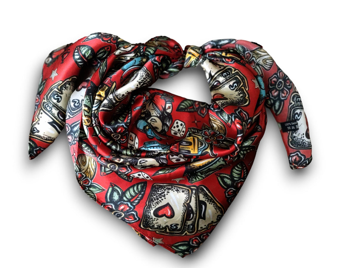 Wild Rag 100% SILK Deep Red Wild West Saloon Casino Cowboy Western Neck Scarf Bandanna by Double B Wild Rags