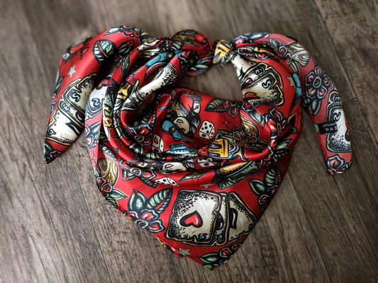 Wild Rag 100% SILK Deep Red Wild West Saloon Casino Cowboy Western Neck Scarf Bandanna by Double B Wild Rags