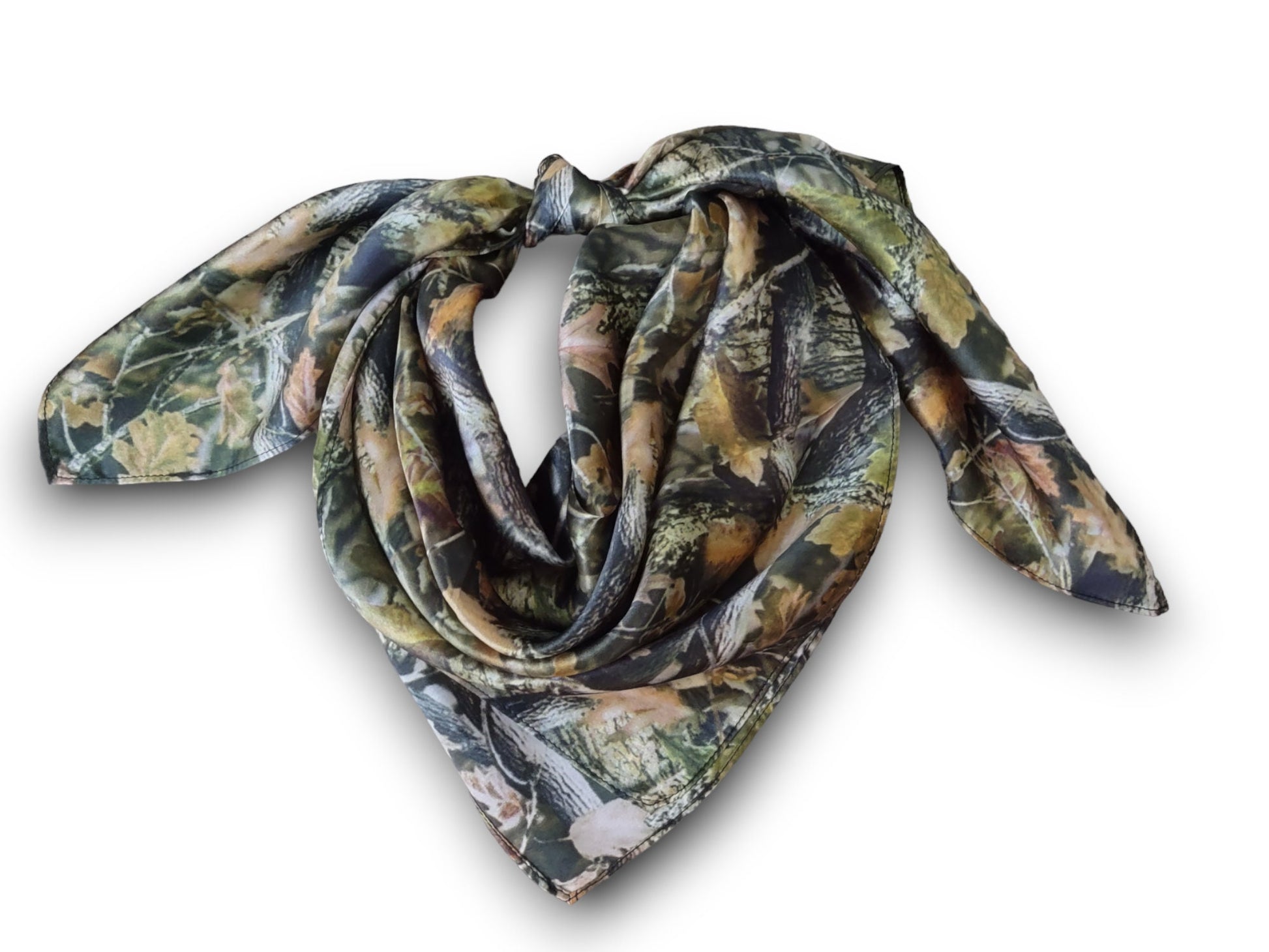Wild Rag 100% SILK Tree Forest Camouflage Western Neck Scarf Bandanna by Double B Wild Rags