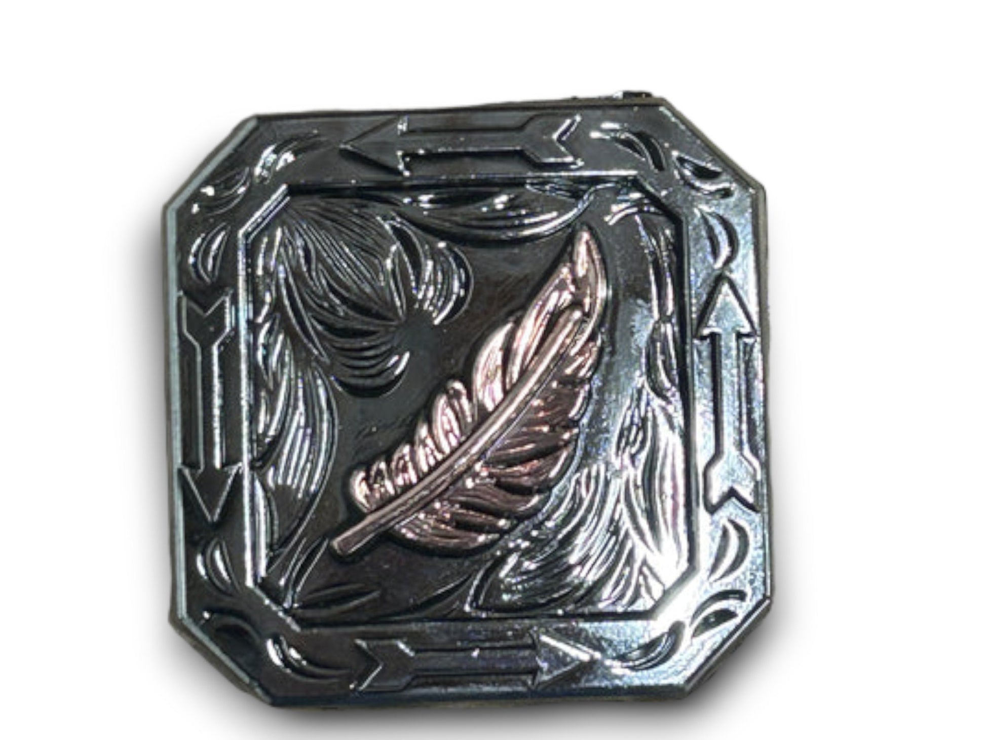 Square Copper Feather and Silver Concho Wild Rag Slide