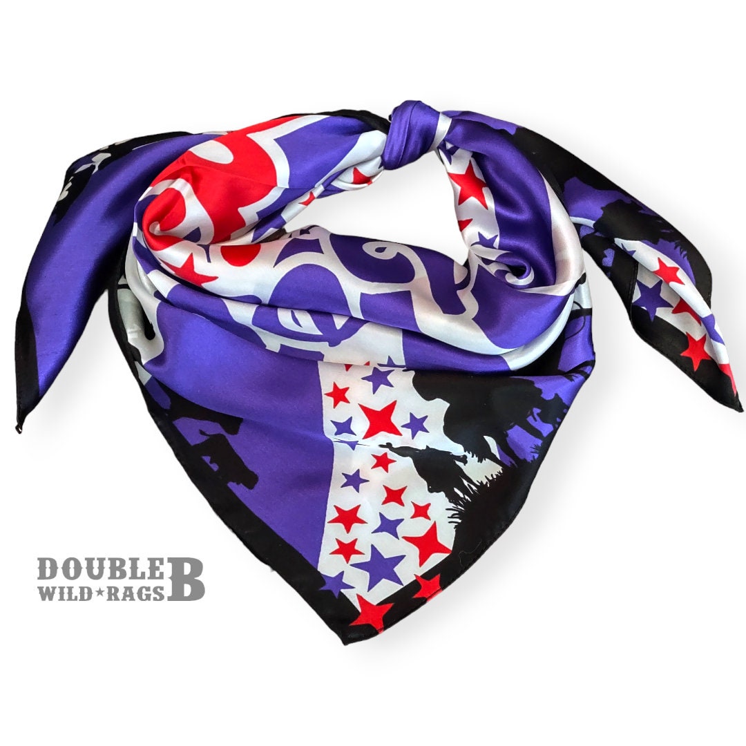 Wild Rag 100% SILK God Bless America Western Cowboy Cattle Neck Scarf Bandanna by Double B Wild Rags