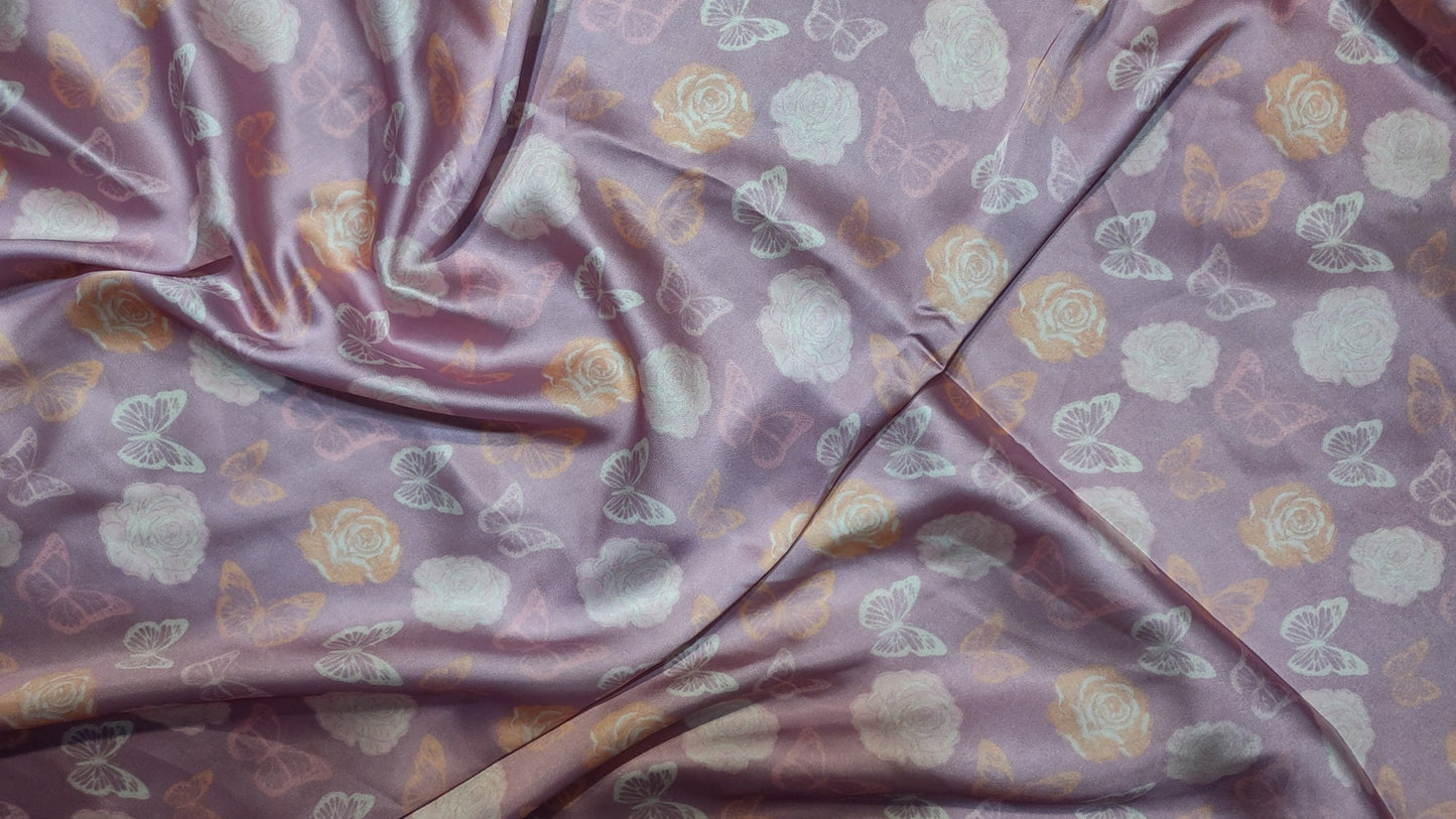 Wild Rag Roses and Butterflies Light Lilac Purple with peach roses Cowboy Western Neck Scarf by Double B Wild Rags