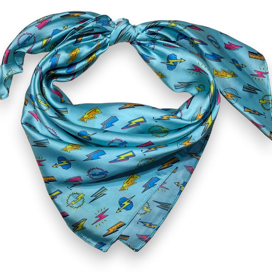 Wild Rag Light Turquoise blue with 90's Lightning bolt