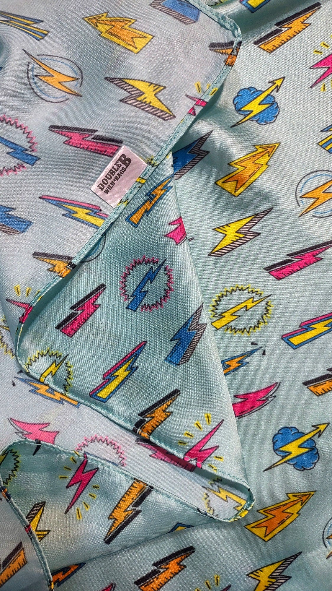 Wild Rag Light Turquoise blue with 90's Lightning bolt